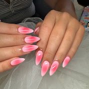 Pink almond manicure